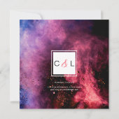 Vibrant Holi Powder Design Save The Date (Achterkant)