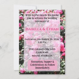 Vibrant Hot Pink Rose Bush Garden Wedding  Kaart