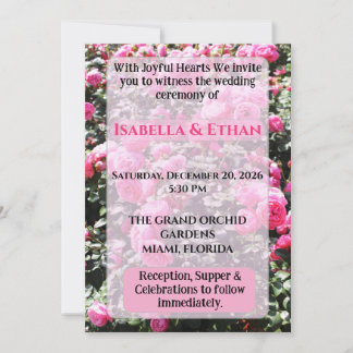 Vibrant Hot Pink Rose Bush Garden Wedding  Kaart