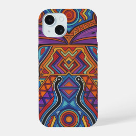 Vibrant Huichol Animal Spirit Phone Case iPhone 15 Hoesje