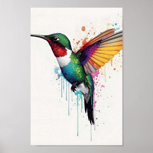 Vibrant Hummingbird Watercolor Splash Poster (Voorkant)