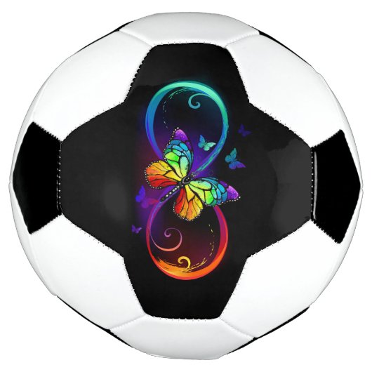 Vibrant infinity with rainbow butterfly on black (Tourné)