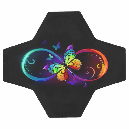 Vibrant infinity with rainbow butterfly on black (Plat)