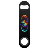 Vibrant infinity with rainbow butterfly on black (Dos)