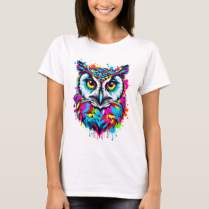 Vibrant Ink Splatter Uil Pop Art Vet en kleurrij T-shirt
