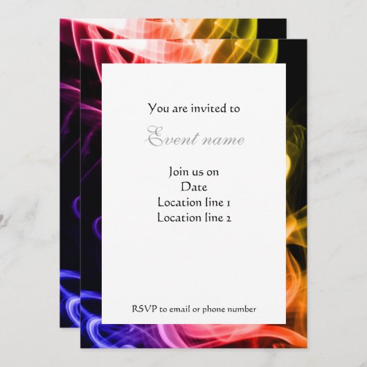 Vibrant Jaune Orange Violet Abstrait Invitation fu (Devant / Derrière)