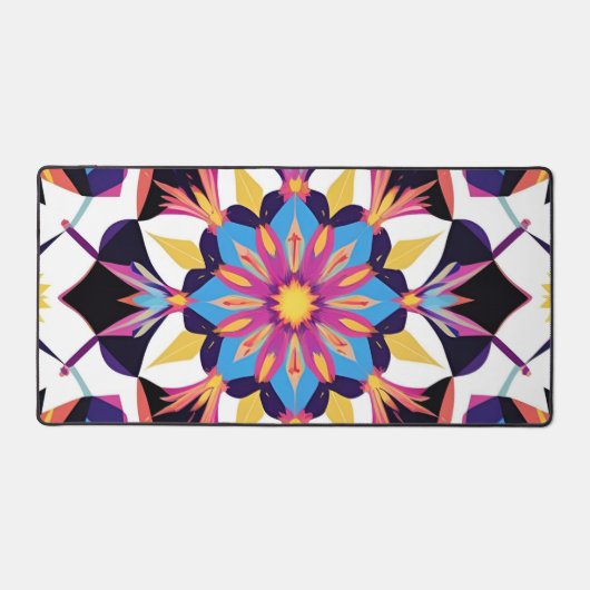 Vibrant Kaleidoscope Mandala Pattern Bureaumat (Voorkant)