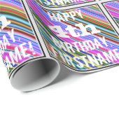 Vibrant, kleurrijke 4e verjaardag + aangepaste naa cadeaupapier (Rol Hoek)