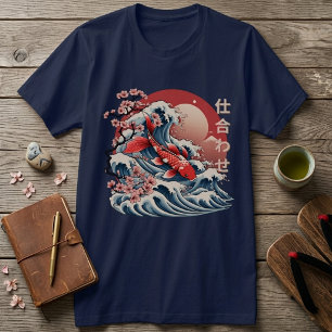 Vibrant Koi Fish Wave - Japans Ukiyo-e T-shirt
