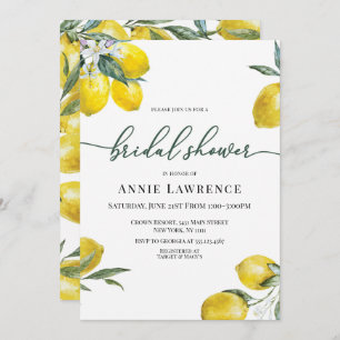 Vibrant Lemon Bridal Shower Invitations Kaart