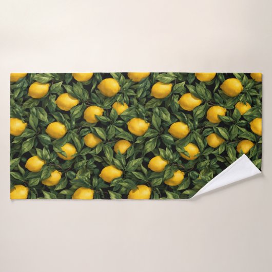Vibrant Lemon Citrus Tree Pattern (Serviette de bain)