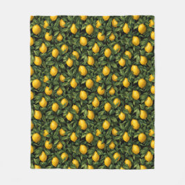 Vibrant Lemon Citrus Tree Pattern Fleece Deken