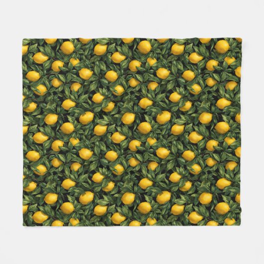 Vibrant Lemon Citrus Tree Pattern Fleece Deken (Voorkant (Horizontaal))