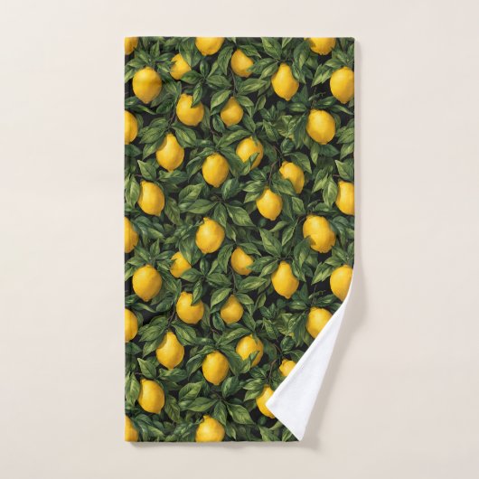 Vibrant Lemon Citrus Tree Pattern Handdoek (Handdoek)