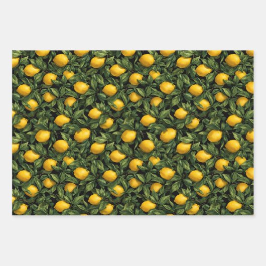 Vibrant Lemon Citrus Tree Pattern Inpakpapier Vel (Voorkant)