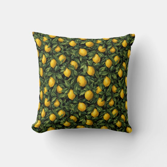 Vibrant Lemon Citrus Tree Pattern Kussen (Voorkant)