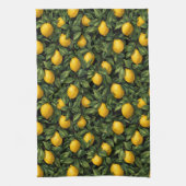 Vibrant Lemon Citrus Tree Pattern Theedoek (Verticaal)