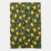 Vibrant Lemon Citrus Tree Pattern Theedoek (Verticaal)