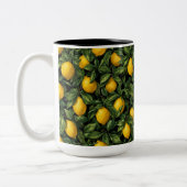 Vibrant Lemon Citrus Tree Pattern Tweekleurige Koffiemok (Links)