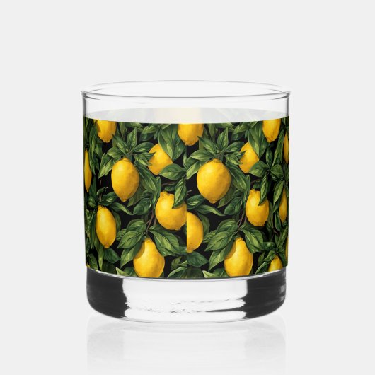 Vibrant Lemon Citrus Tree Pattern Whisky Glas (Links)