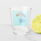 Vibrant lichtblauwe kersen shot glas (Achterkant)