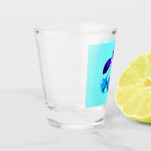 Vibrant lichtblauwe kersen shot glas (Links)