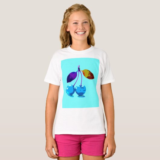 Vibrant lichtblauwe kersen t-shirt (Voorkant volledig)