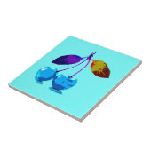 Vibrant lichtblauwe kersen tegeltje (Zijkant)