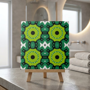 Vibrant Lime Green Black en White Geometric Patter Tegeltje