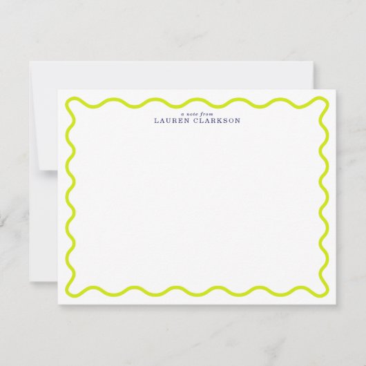 Vibrant Lime Wavy Frame Note Card Kaart (Voorkant)