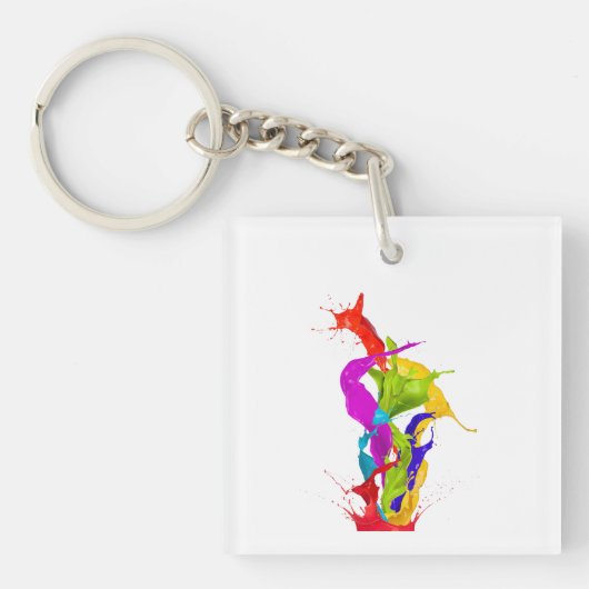 Vibrant Liquid Explosion: Abstract Paint Splash Sleutelhanger (voorkant)