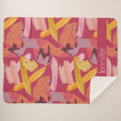 Vibrant Magenta en Gold Abstract Sherpa Deken (Voorkant (horizontaal))