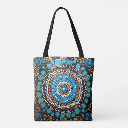 Vibrant Mandala Dot Pattern Tote Bag with Blue and (Dos)