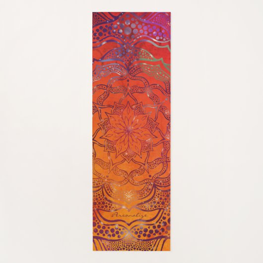 Vibrant Mandala Flower Boho Stylish Bright Oranje Yogamat (Voorkant)