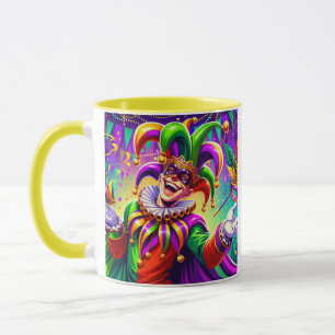 Vibrant Mardi Gras Jester Mug - Carnaval coloré