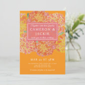 Vibrant Marigold Pink Wedding Invitation (Debout devant)