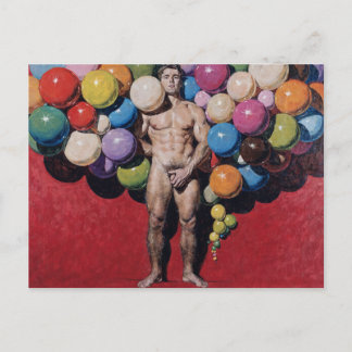 Vibrant Masculine Nude Surrealist Painting Briefkaart
