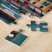 Vibrant Mediterranean Seaside Village Puzzle Legpuzzel (Zijkant)