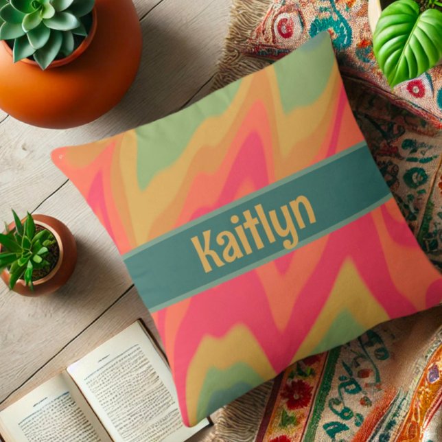 Vibrant Meisje Glam Rainbow Gepersonaliseerd Kussen (Creator heeft geüpload)