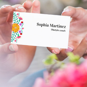 Vibrant Mexican Fiesta Floral White Visitekaartje