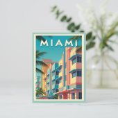 Vibrant Miami buildings with palm trees Briefkaart (Staand voorkant)