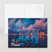 Vibrant Miami Skyline at Dusk Briefkaart (Voorkant / Achterkant)
