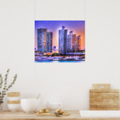 Vibrant Miami Skyline Sunrise Poster (Keuken)