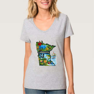 Vibrant Minnesota State Map-Paul Bunyan/Northwoods T-shirt