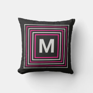 Vibrant modern Eenvoudig vierkant zwart monogram r Buitenkussen