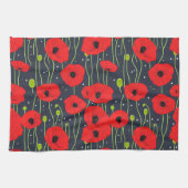 Vibrant Modern Red Poppies Pattern Art Theedoek (Horizontaal)