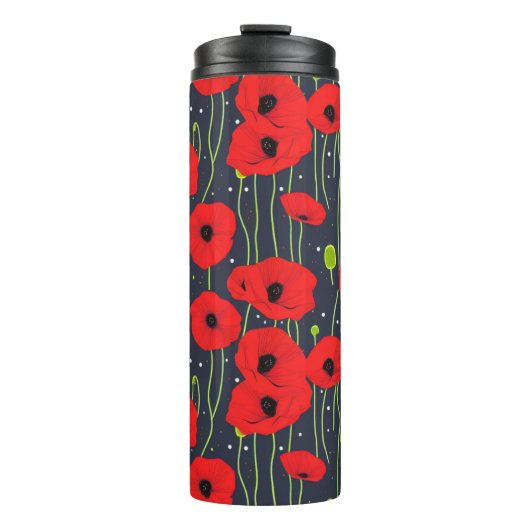 Vibrant Modern Red Poppies Pattern Art Thermosbeker (Voorkant)
