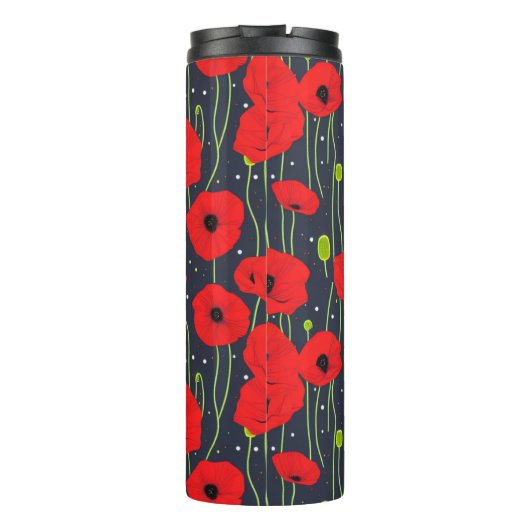 Vibrant Modern Red Poppies Pattern Art Thermosbeker (Achterkant)