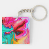 Vibrant Moderne Marble Waterverf personaliseren Sleutelhanger (Achterkant)