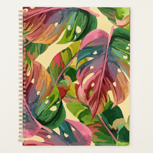Vibrant Monstera Leaf Journal – Bold Tropical  Planner (Voorkant)